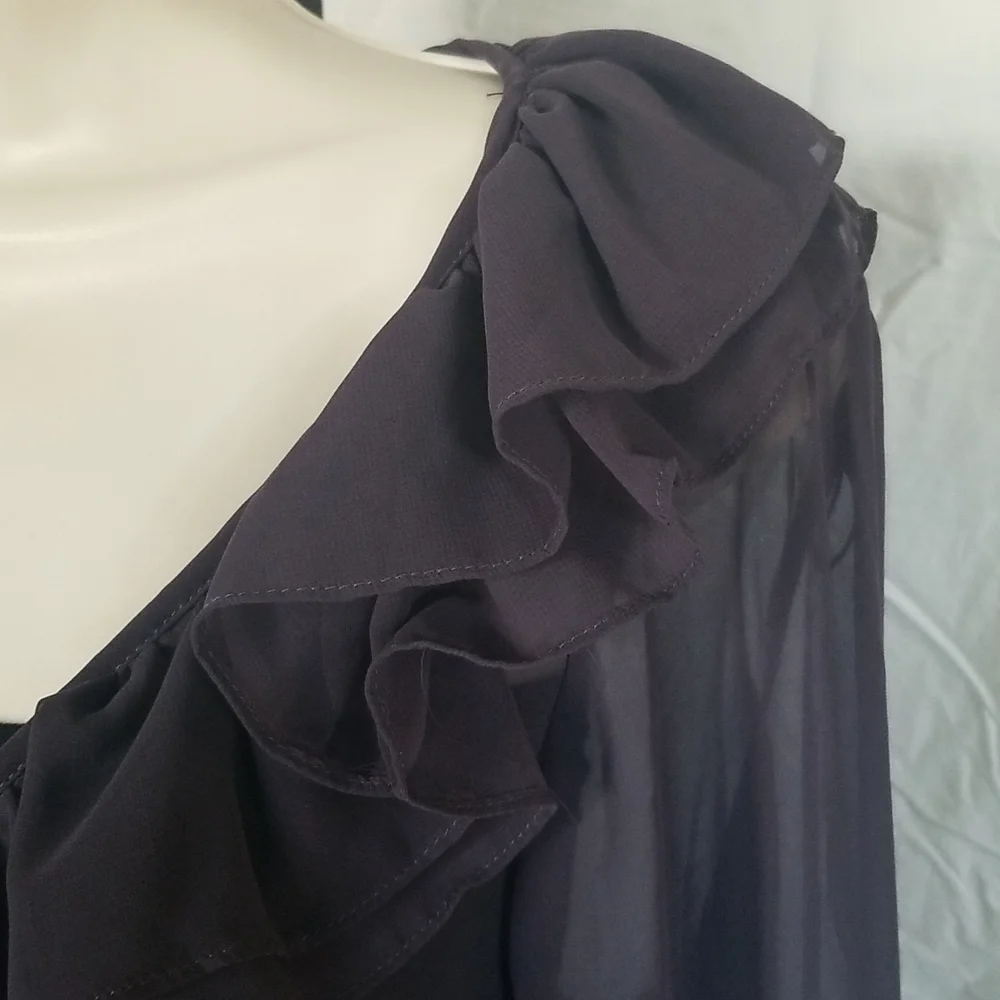Sheer Ruffle Tie-Neck Blouse - Picture 7 of 9